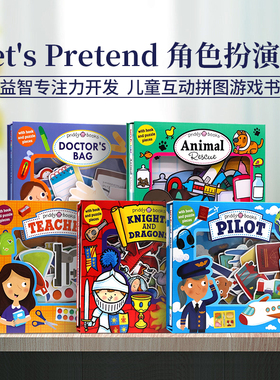 拼图游戏书 消防员 Let's Pretend Firefighter 英文原版绘本 角色扮演系列翻翻操作书精美纸板书宝宝益智专注力开发 Priddy Books