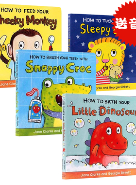 how to幼儿生活自理系列4册套装英文原版绘本1-3-6岁儿童生活习惯养成 How to Bath Your Little Dinosaur 早教启蒙英语读物