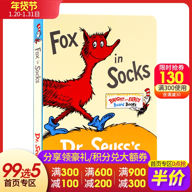sách tiếng Anh gốc hình Fox trong Socks: Sách Tanglers Lưỡi của Dr. Seuss mặc vớ fox Dr. Seuss cuốn sách bìa cứng
