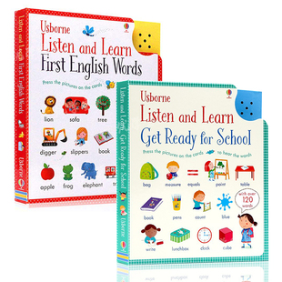 English Ready and 英文原版 Learn School儿童低幼启蒙认知书幼儿早教 Get Usborne点读书英语单词发声书Listen 绘本 Words for