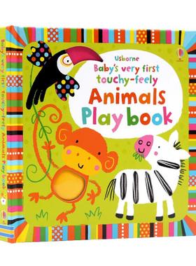 Usborne出品 英文原版 Baby's Very First Touchy-feely Animals Play Book宝宝的动物触摸书 认识小动物绘本洞洞书触摸书