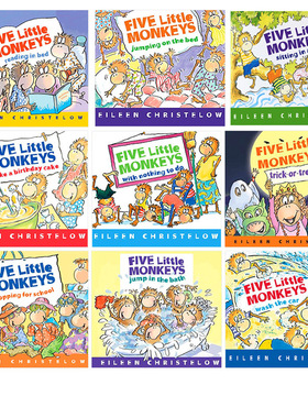 Five Little Monkeys 五只小猴子在床上跳/烤蛋糕/洗汽车/万圣节/坐在树上/在床上看书 英文原版绘本 幼儿童英语读本 廖彩杏书单