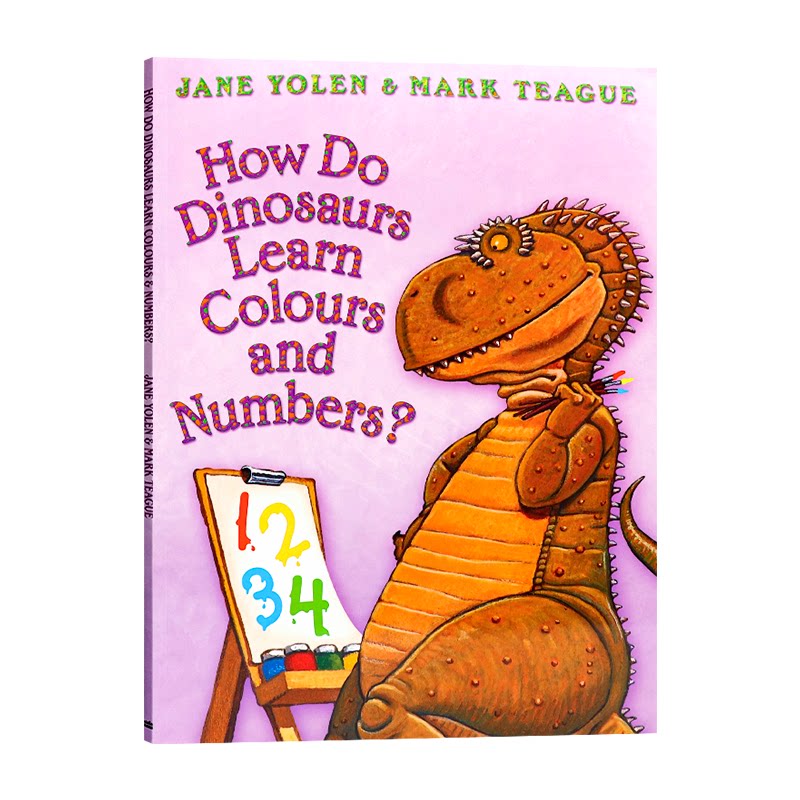 家有恐龙习惯养成图画书 英文原版绘本 How Do Dinosaurs Learn Colours and Numbers 家有恐龙系列 平装大开 儿童图画书