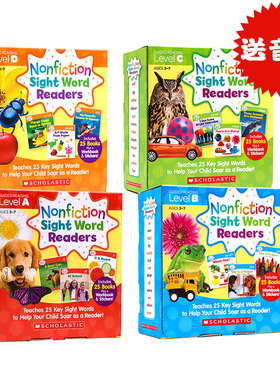 Scholastic学乐出品 英文入门关键字词4盒100册全套英文原版Nonfiction Sight Word Readers高频词读物科普科学绘本自然拼读