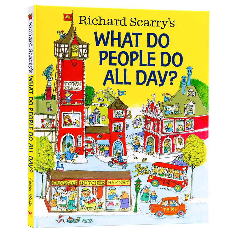 现货忙忙碌碌镇 Richard Scarry's What Do People Do All Day 英文原版绘本 理查德斯凯瑞金色童书系列 精装 大开本 英语启蒙绘本