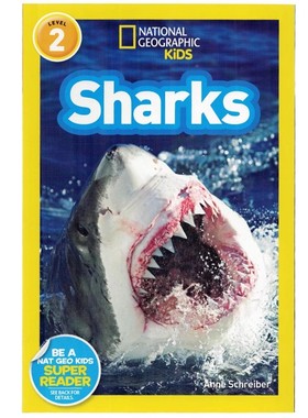英文原版绘本 National Geographic Kids Level2:Sharks 鲨鱼美国国家地理分级阅读二阶段少儿科普百科英语童书