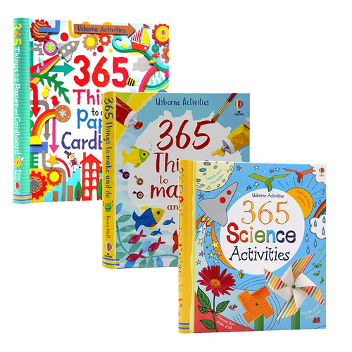 Usborne 365个科学实验游戏3册 ScienceActivities things to make and do 365个纸板制作英文原版儿童科普实验逻辑思维练习手工书