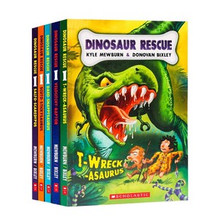 Dinosaur Wreck Raptor Velocitchy Asaurus儿童章节桥梁小说卡通图画书 拯救恐龙系列5册英文原版 中小学生课外英语阅读 Rescue