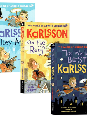牛津精品章节书 卡尔松系列3册 Karlsson Flies Again /on the Roof 英文原版 the world of Astrid Lindgren 长袜子皮皮同作者
