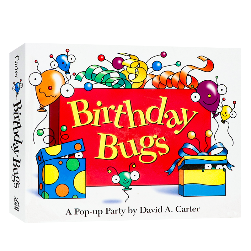 生日虫虫 立体派对书 英文原版 Birthday Bugs A Pop-up Party 萌趣画面和简易机关设计 纸板书图画书 David A. Carter