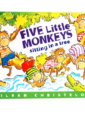 五只小猴坐在树上英文原版绘本Five Little Monkeys Sitting In A Tree 廖彩杏书单第十三周可搭jumping on the bed亲子睡前图画书