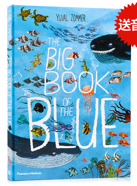 英文原版百花大绘本系列儿童自然科普艺术精装 The Big Book of Blue 海洋动物生物世界探索认知英语读物精美图画书 Yuval Zommer