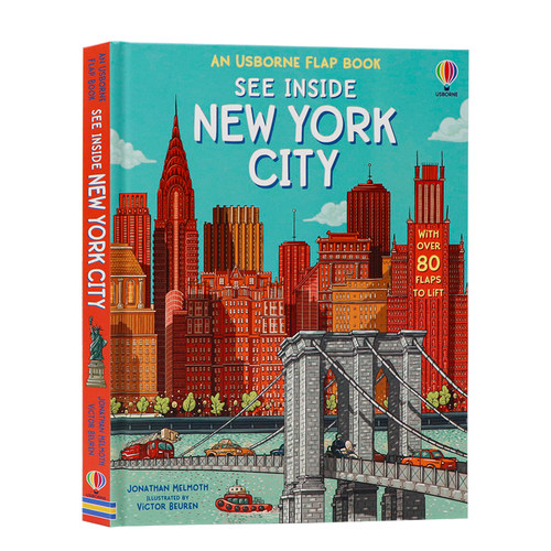 预售Usborne看里面系列翻翻书 纽约 See Inside New York City 英文原版绘本 立体书早教翻翻书科普科学知识英语绘本 地理建筑城市