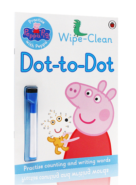 英文原版绘本 Peppa Pig Wipe-clean Dot-to-Dot 粉红猪小妹 小猪佩奇 带刷刷笔 可重复擦写 佩佩猪擦擦笔书 儿童启蒙图画书练习册