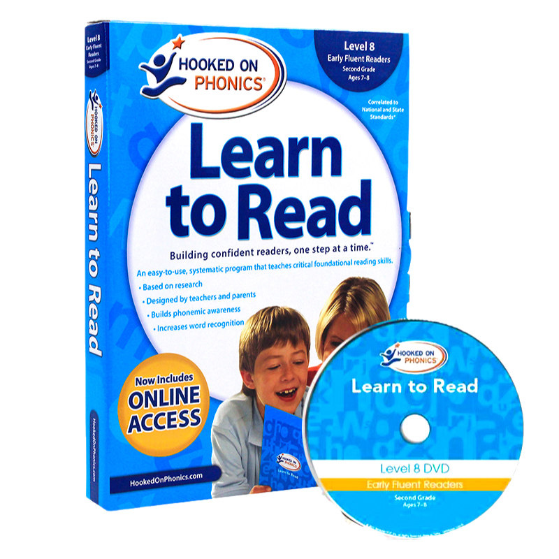 英文原版第8级别 Hooked on Phonics Learn to Read Second Grade Level 8 附DVD 美国少儿英语语言学习教材 自然拼读法美语