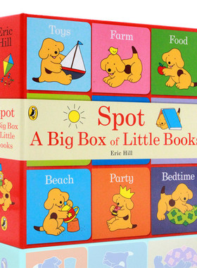 英文原版 Spot A Big Box of Little Books 小玻在哪里小小手掌书9本小书封底可玩拼图0-2岁Eric Hill启蒙儿童英语书小波spot 绘本