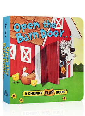 农场动物认知拟声词学习Open the Barn Door Find a Cow英文原版绘本翻翻书A chunky flap Book趣味手掌书1-3岁纸板撕不烂书