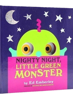 晚安小绿怪面具洞洞书英文原版绘本 Nighty Night Little Green Monster 睡前图画故事书 Ed Emberley 幼儿童早教启蒙英语读物精装