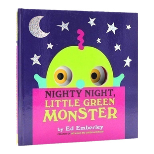 Emberley Night Monster 睡前图画故事书 Green Nighty Little 幼儿童早教启蒙英语读物精装 晚安小绿怪面具洞洞书英文原版 绘本