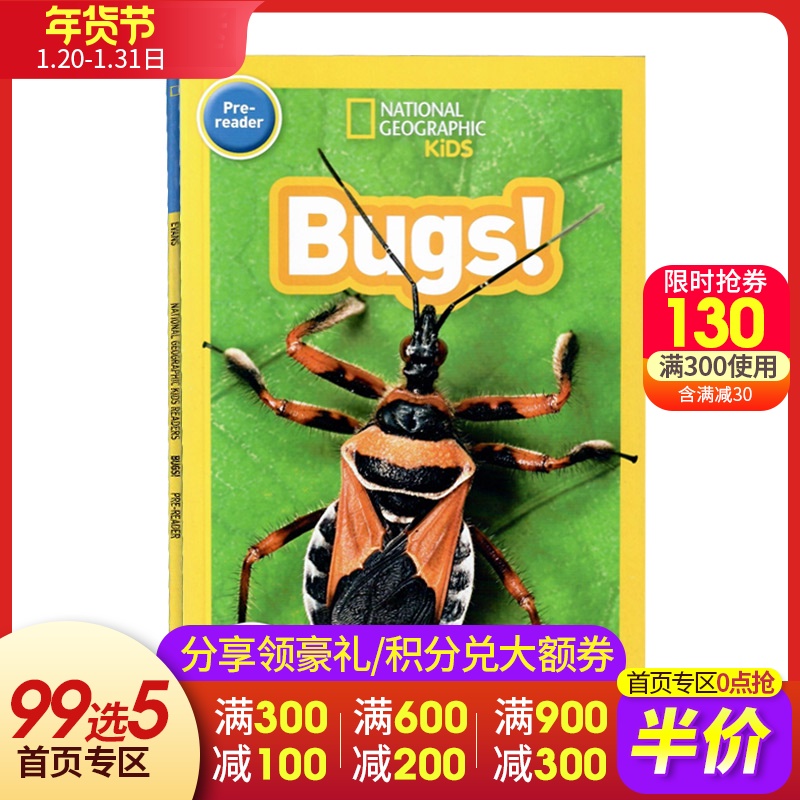 English truyện tranh gốc Readers National Geographic Kids: Bugs côn trùng National Geographic Kids Encyclopedia of reading cha-con độc giả chấm điểm cuốn sách bìa mềm đồ họa đầy màu sắc