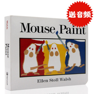 书单 walsh Paint 老鼠作画早教启蒙颜色认识纸板书吴敏兰廖彩杏推荐 Mouse 幼儿童英语读物读本Ellen 色彩艺术英文原版 stoll 绘本