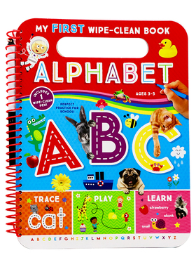 现货 可擦写字母 英文原版 My First Wipe-Clean Alphabet 进口原版图书儿童书籍翻页 螺旋装帧小学教辅Kidsbooks Publishing