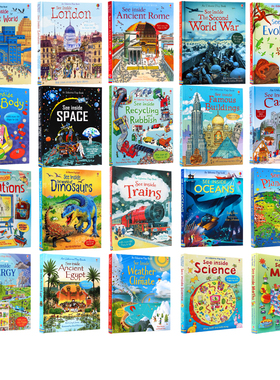 usborne出品精装 220元4件 英文原版绘本See Inside偷偷看里面揭秘系列大开本 幼儿童英语童话故事图画书 科普百科常识翻翻洞洞书
