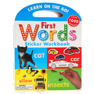 Workbook英文原版 单词贴纸练习书 儿童启蒙英语词汇学习 80页大厚本单词贴纸书First 趣味学习游戏书2 Sticker 亲子互动 5岁 Words