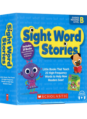 学乐高频词级别B 英文原版 Sight Word Stories Level B 25则高频词故事合集 附贴纸及家长手册儿童启蒙益智盒装绘本扫码听音频