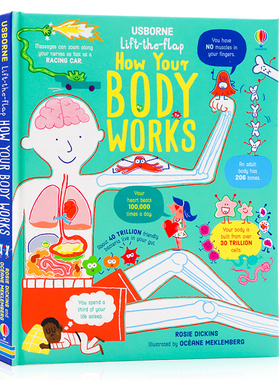 Usborne出品 人体器官运作原理Lift-the-Flap How Your Body Works英文原版进口图书人体知识启蒙 少儿科普翻翻纸板书英语读物精装