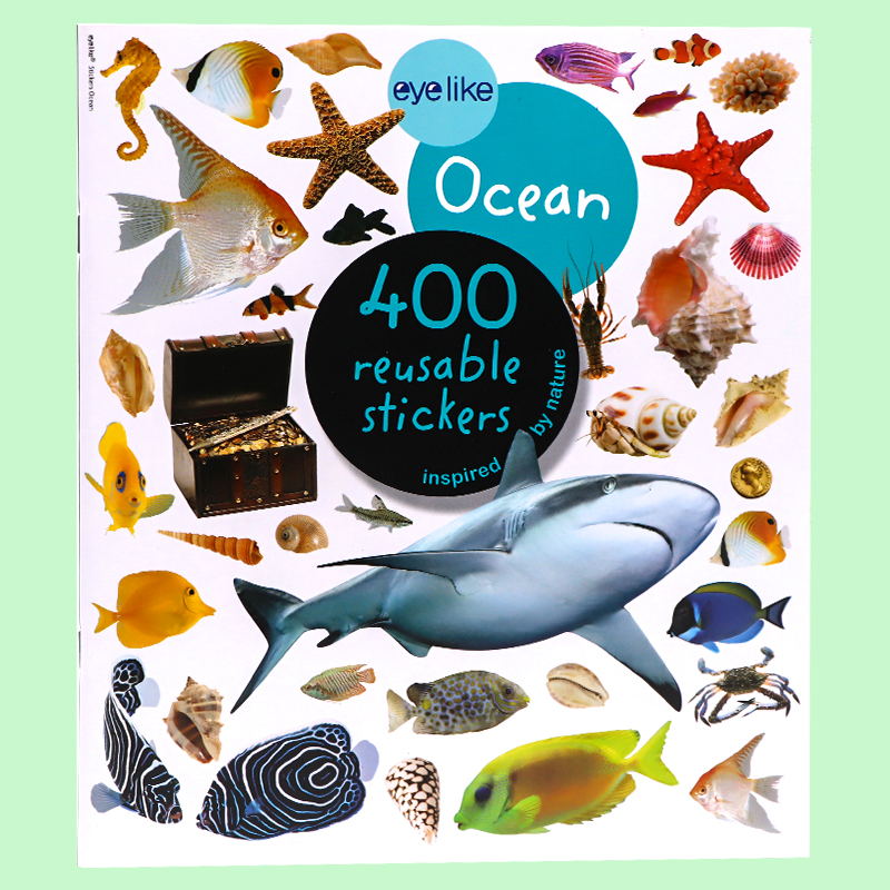 Eyelike Stickers: Ocean 海洋主题贴纸书 含400张贴纸 英文原版绘本 幼儿童启蒙认知互动玩具书边学边玩 亲子读物 Workman