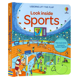 运动 inside Usborne Look 绘本 Sports 偷偷看系列 百科纸板翻翻书儿童读物儿童启蒙机关纸板科普翻翻书洞洞书亲子共读 英文原版