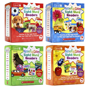 Scholastic点读版学乐小分级高频词ABCD四套英文原版 Nonfiction Sight Word Readers ABCD 25册全套礼盒装英语自然拼读初级阶段