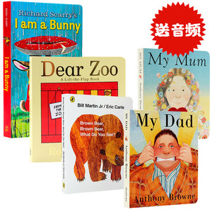 英文绘本原版brown bear棕熊英文书英语启蒙早教书 dear zoo亲爱的动物园iamabunny兔子幼儿童读物 我爸爸我妈妈纸板书图书 廖彩杏