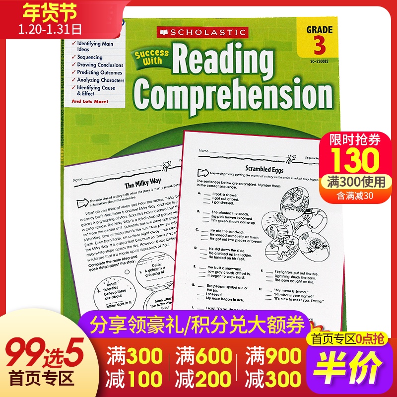 thành công Scholastic của loạt phim gốc tiếng Anh học thuật thành công với (Lớp 3) học sinh trung học cơ sở Reading Comprehension đọc sách bài tập hiểu biết cho trẻ học