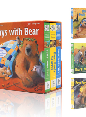 英文原版绘本吴敏兰推荐 Days with Bear Bear Feels Scared/Bear Feels Sick 3本盒装 小熊生病/害怕/牙仙子幼儿童英语绘本纸板书