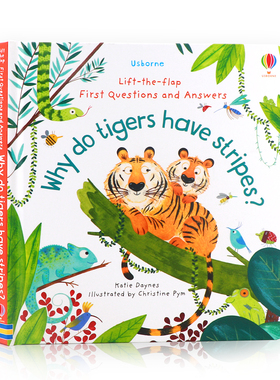 Usborne问与答翻翻书 为什么老虎身上有条纹 questions and answers Why Do Tigers Have Stripes英文原版绘本 儿童科普启蒙翻翻书