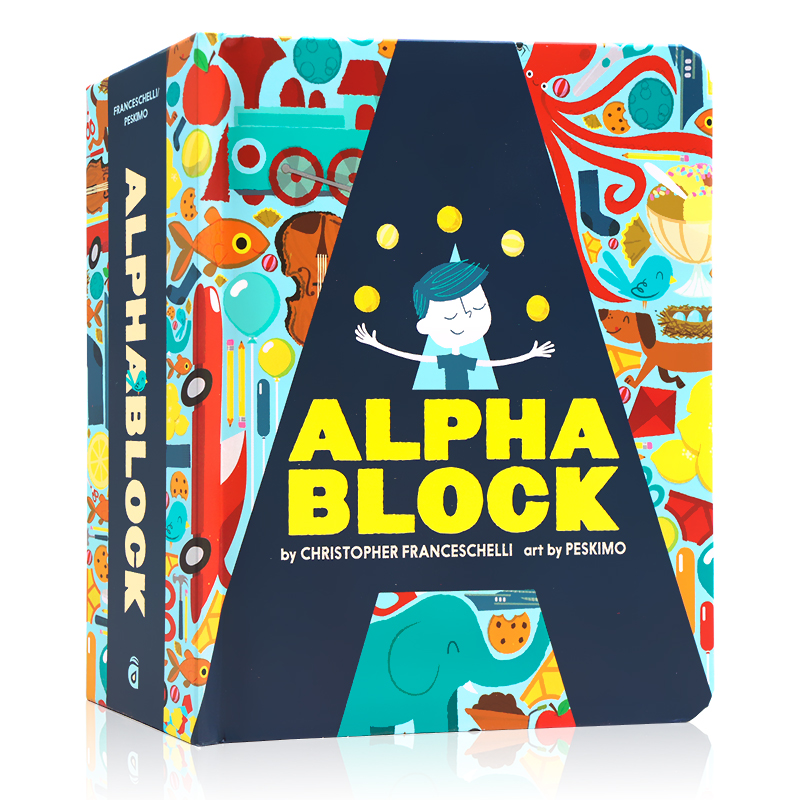 创意字母造型纸板书 英文原版绘本 Alphablock 趣味益智游戏认知书 镂空设计 从A到Z字母初阶启蒙认知0-4岁幼儿童英语早教零基础
