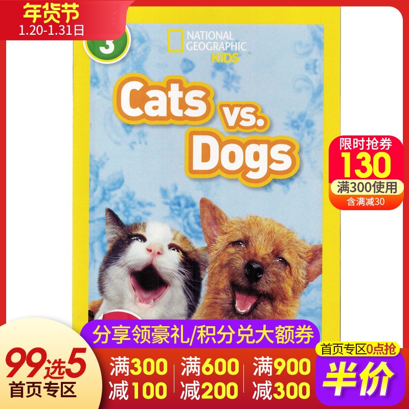 English truyện tranh gốc National Geographic Kids Level3: Mèo VS.Dogs National Geographic lớp tiểu học đọc sách ảnh cho trẻ em Tiếng Anh Giác Ngộ