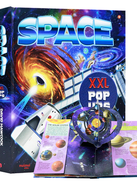 太空3D立体书 英文原版 Space XXL pop-ups 儿童趣味科普百科玩具书亲子互动精装大开本立体书 行星太阳系宇航员知识认知 Nui Nui