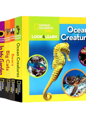 美国国家地理看与学系列6册套装 英文原版绘本Look and Learn图案/数数/相同与不同/反义词/交通工具 儿童英语启蒙认知纸板书