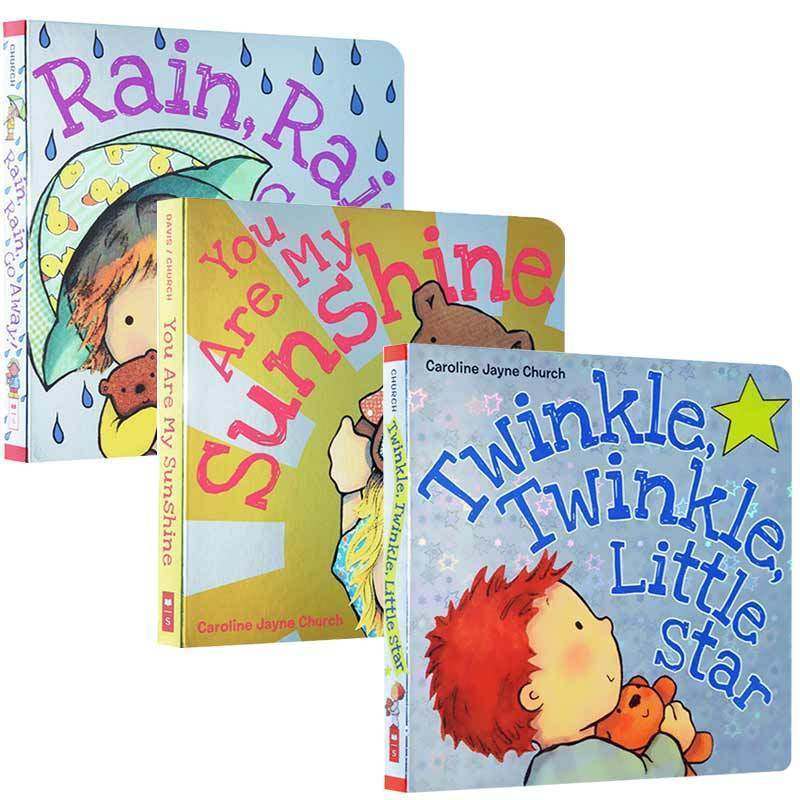 爱的晚安歌谣系列3册合售 卡洛琳杰恩 幼儿认知启蒙  rain rain go