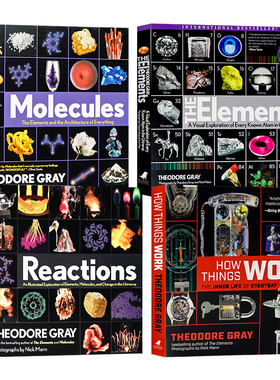 视觉之旅化学系列4册 英文原版 Molecules Elements Reactions How Things Work 青少年儿童英语科普百科读物 开启化学世界之旅