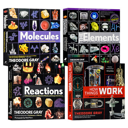 视觉之旅化学系列4册 英文原版 Molecules Elements Reactions How Things Work 青少年儿童英语科普百科读物 开启化学世界之旅