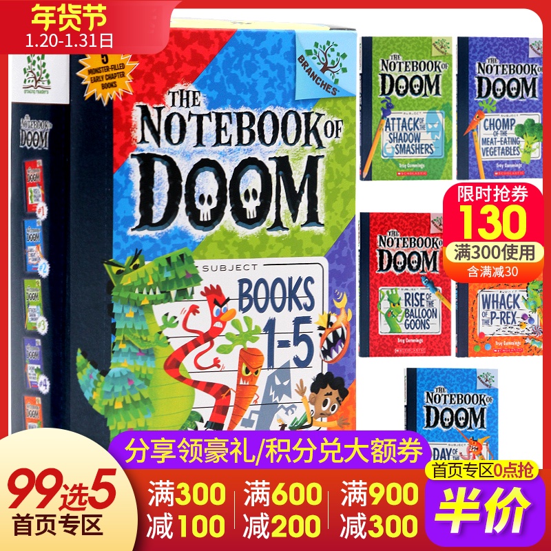 phần cuốn sách BOX SET SÁCH 1-5 sưu Scholastic Press trẻ em cầu: Cây Dòng diệt vong nốt gốc NOTEBOOK tiếng Anh of Doom phù hợp với