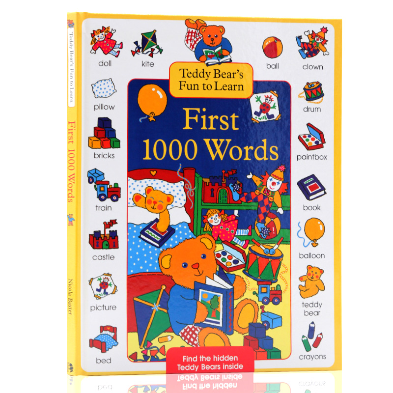 1000个单词书Teddy Bears Fun to Learn First 1000 Words泰迪熊英语图解字词典英文原版绘本小学儿童词典图片字词典精装大开