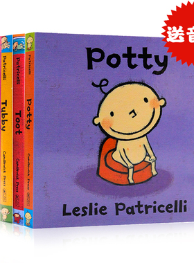 一根毛系列4册 英文原版绘本 Potty Tubby Toot Huggy Kissy 小毛孩小脏孩幼儿启蒙认知纸板书行为习惯培养Leslie Patricelli0-3岁