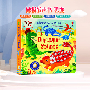 恐龙触摸发声书 恐龙科普认知 Dinosaur Sounds 绘本 低幼儿童纸板洞洞触摸书 Usborne出品 亲子共读幼儿认知英语启蒙 英文原版