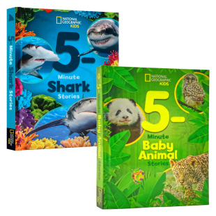 睡前读物儿童书籍精装 绘本National Geographic Minute Baby Shark Kids 现货国家地理儿童5分钟故事2册英文原版 Animal Stories