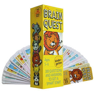 智力开发卡片书 进口英文原版 Brain Quest for Kindergarten 5-6岁益智 儿童启蒙开发智力问答学习英文版 大脑任务幼儿园